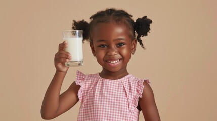 A Girl Holding a Glass of Milk