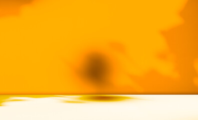 Yellow Pastel Podium Background Product Light Abstract Shadow Leaf Wallpaper Gradient Floor Wall Concept Table Product Pattern Minimal Mockup Elegant Empty Platform Kitchen Backdrop Loft.