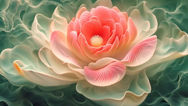 minimalism and abstract illustration fluorescent vermilion lotus leaf ,generative ai.
