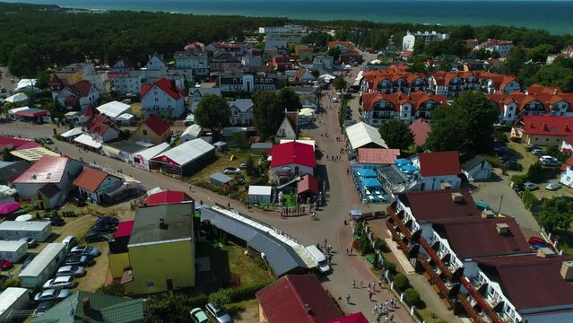 Downtown Souvenir Shops Rowy Sklepiki Centrum Aerial View Poland