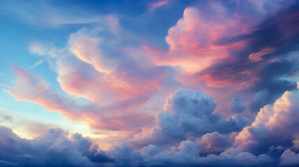 Naklejka na ściany i meble Beautiful sky with cumulus clouds
