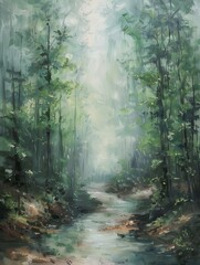 Foggy Forest Painting Setting