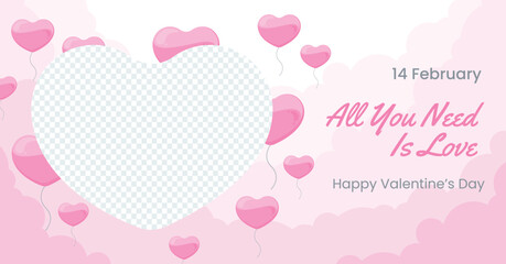 Flat social media promo template for valentines day celebration