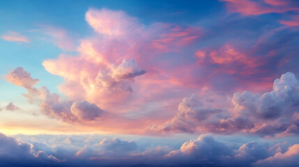 Naklejka na ściany i meble Beautiful sky with cumulus clouds