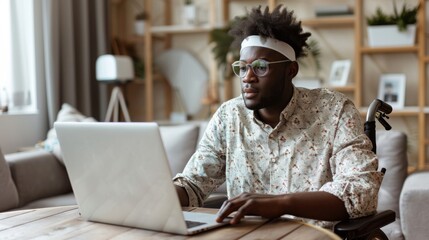 A Man Concentrating on Laptop Work - obrazy, fototapety, plakaty