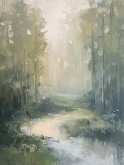Foggy Forest Painting Setting