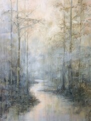 Foggy Forestscape Painting Backdrop