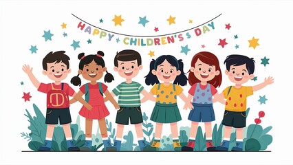Happy Children's Day, illustration, isolated on white background