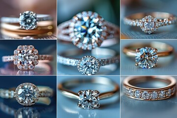 A collage of images showcasing diamonds being worn at various life events, from weddings and anniversaries to birthdayas and graduations, highlighting their versatility and timeless appeal