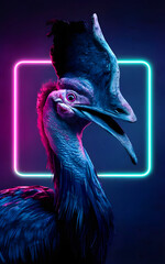 A Cassowary with neon effect