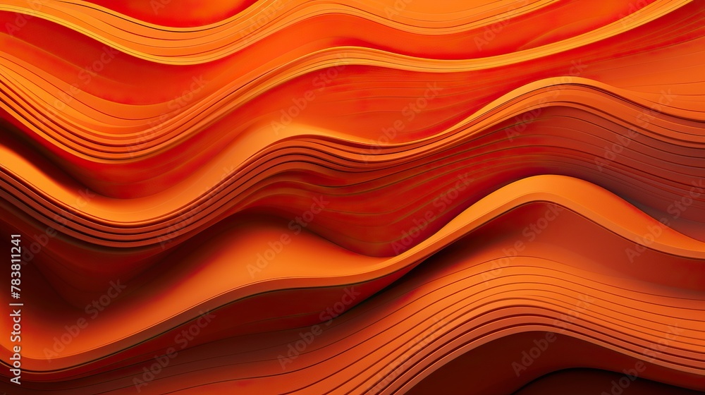 Fototapete orange abstract background with wavy lines creating dynamic movement and depth. generative ai