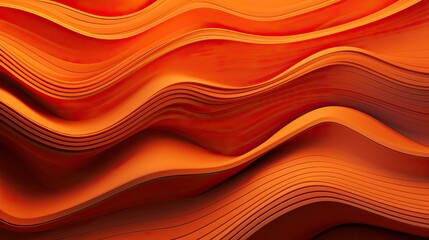 Orange abstract background with wavy lines creating dynamic movement and depth. Generative AI