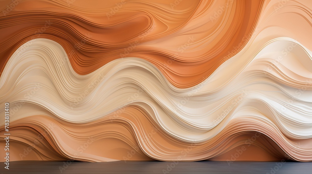 Poster the image shows a wall with a dynamic wavy design, creating an abstract and visually engaging patter