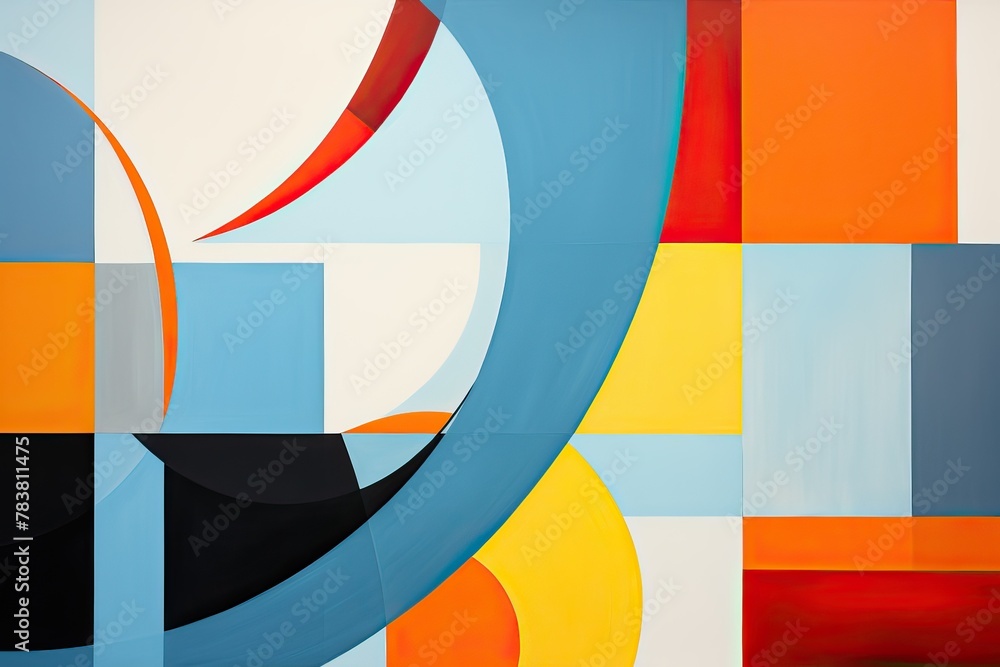Poster a dynamic abstract painting featuring a multitude of colors and shapes intermingling seamlessly acro