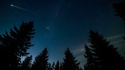 Naklejka premium Stunning Stock Imagery Await, Celestial Sky Illuminated by Shining Stars, Realistic Stars in a Brilliant Blue Sky on Adobe Stock, Starry Night Skies with Shimmering Blue Glow, Stars Shining in Azure 