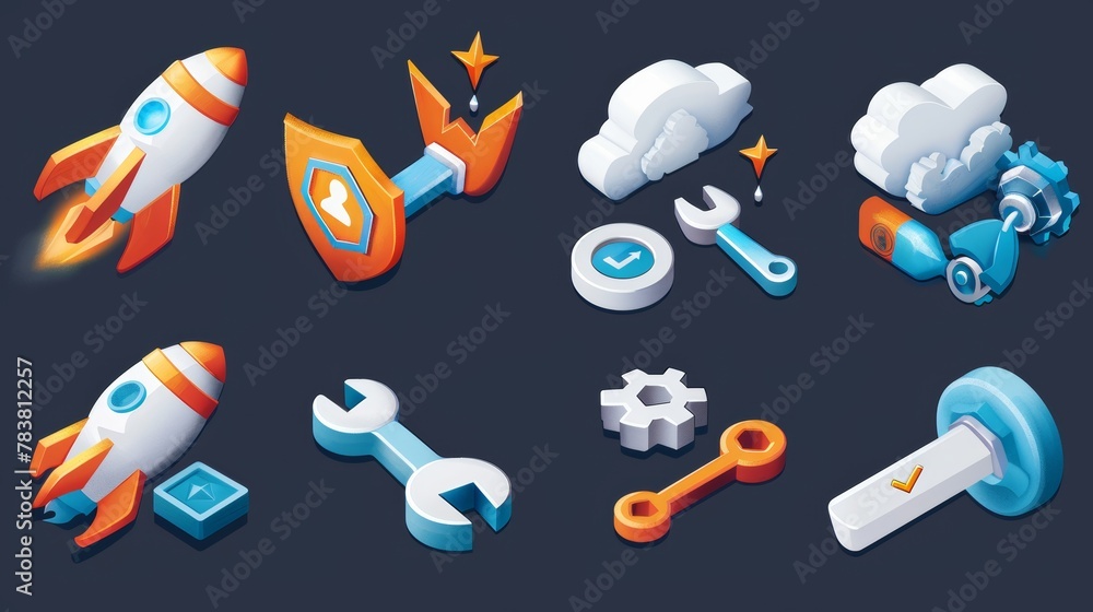Poster this set of 3d modern icons is part of the infographics elements for web site design. illustrations 