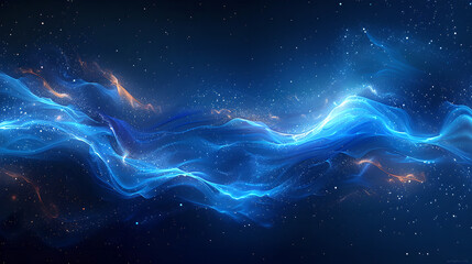 Luminous Blue Energy Waves Rippling Through Stardust, Generative AI