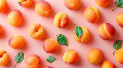 Fresh Apricots Arrangement on Pastel Background