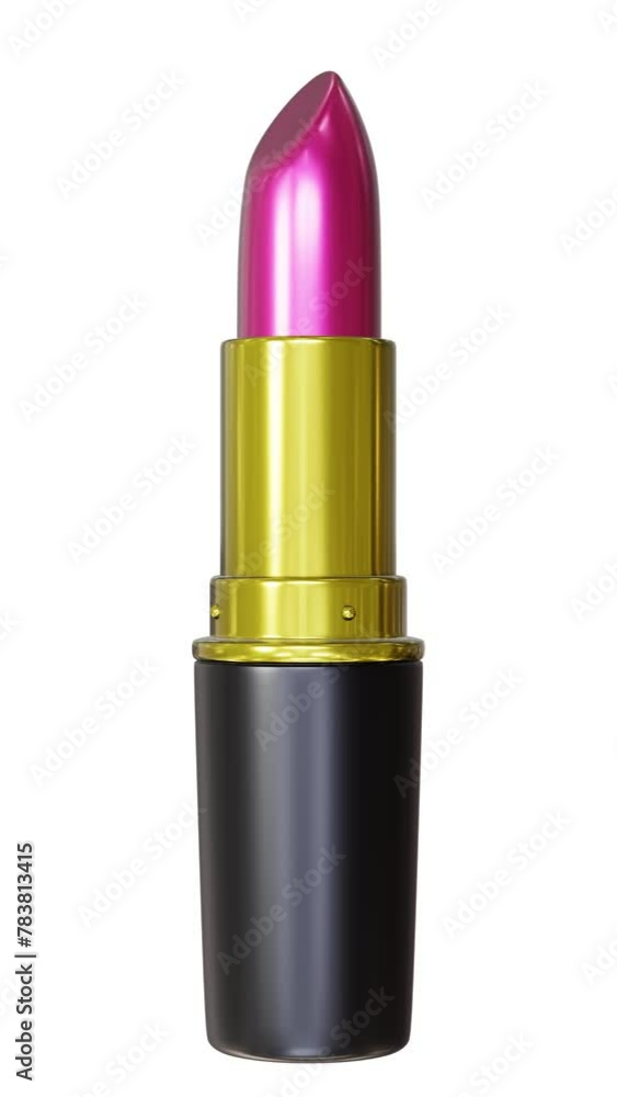 Poster vertical video. realistic 3d animation of the pink lipstick demonstration rendered in uhd as png wit