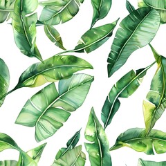 Trendy tropical seamless background pattern with watercolor style.