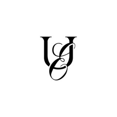 Initial Mixed Letter Logo. Logotype design. Simple Luxury Black Flat Vector UE