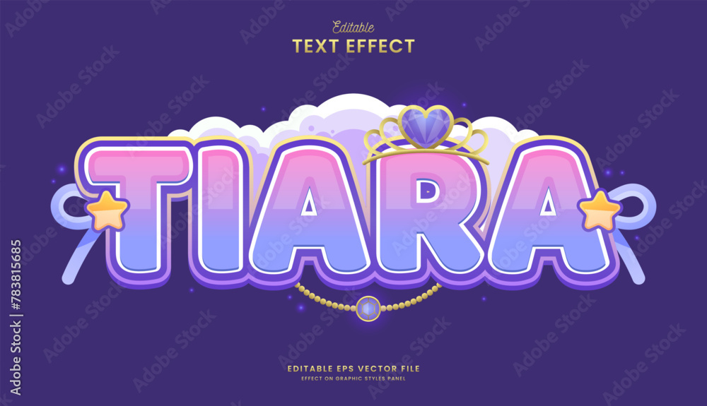 Poster decorative elegant tiara editable text effect vector design