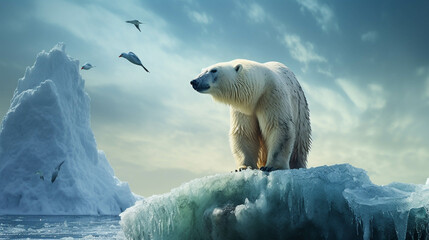 polar bear in the region  high definition(hd) photographic creative image - obrazy, fototapety, plakaty