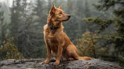 Naklejka premium Craft a visual narrative of a dog in its element within the realm of wildlife