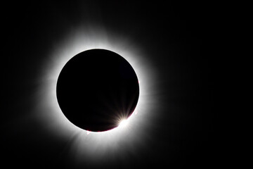 Diamond ring of total solar eclipse solar 2024 North America Sherbrooke Quebec Canada