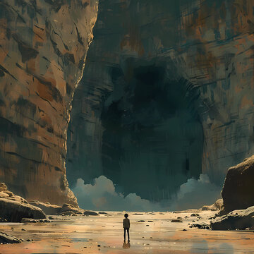 boy in a cave conceptual image for motivation 