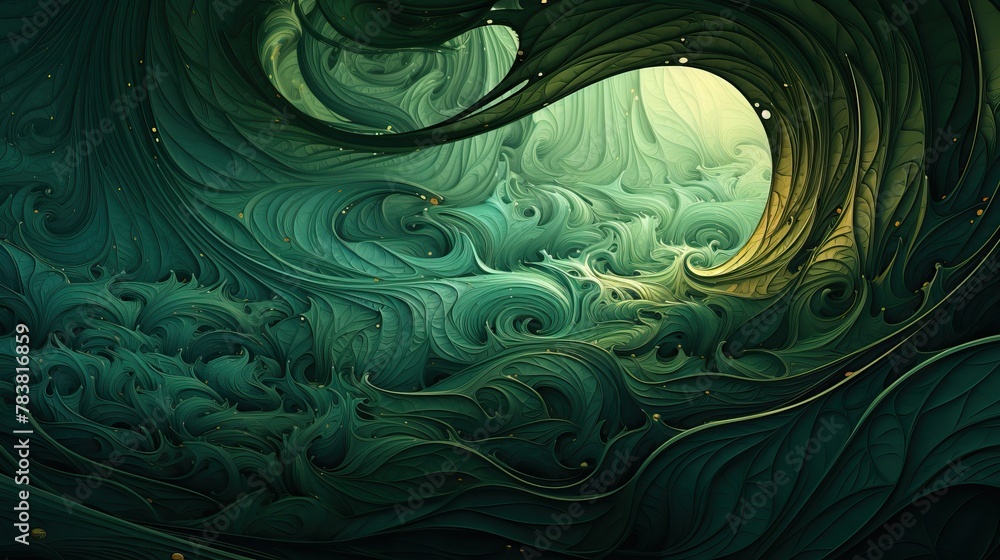Poster A painting depicting a powerful wave in the ocean, with elegant colors and intricate details capturing its movement and energy. Generative AI