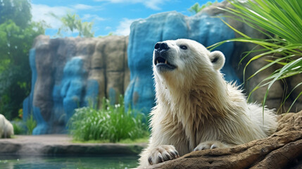 polar bear in zoo  high definition(hd) photographic creative image - obrazy, fototapety, plakaty