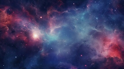 Obraz premium The image shows a vibrant space teeming with numerous bright stars against a galaxy background. Generative AI