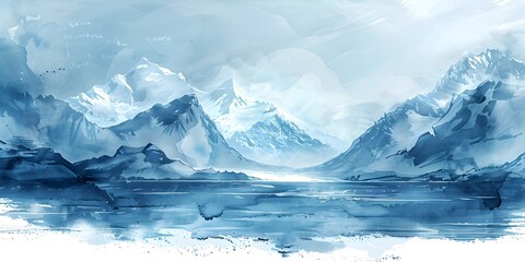 Fototapeta na wymiar Captivating Glacial Landscape A Frozen Expanse of Ethereal Beauty in the Polar Regions