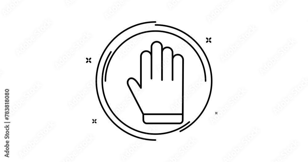 Poster glove animated outline icon with alpha channel. glove rotation appearance 4k video animation for web