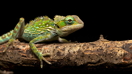 Chameleon calyptrate on a branch