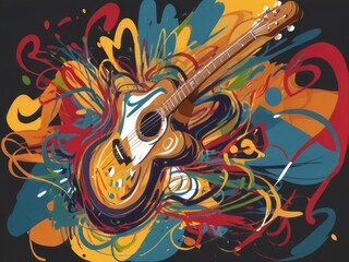 abstract background with guitar
