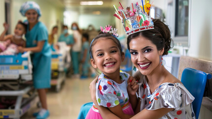 Miss Intercontinental spreading joy while visiting a hospital for sick children. Happiness, love, health, respect