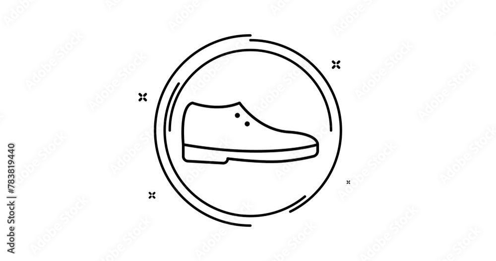 Poster shoe animated outline icon with alpha channel. shoe rotation appearance 4k video animation for web, 