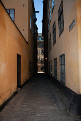 Obraz premium Stockholm, Sweden. Very narrow street in Gamla Stan