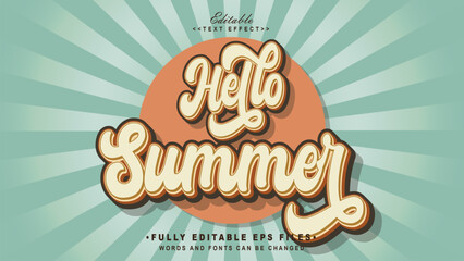 editable hello summer ext effect.typhography logo