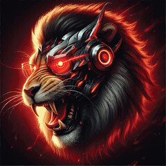 portrait of a lion head