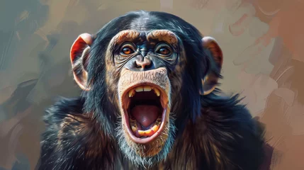 Fotobehang Chimpanzee expresses emotions Funny monkey © asmara