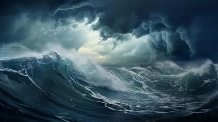  Under menacing storm clouds, choppy waves rage in stormy waters, painting a scene of nature's power and turbulence.  © Iamnee