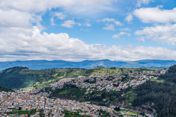 Quito, the capital of Ecuador, seen from a high mountain at an altitude of 4,400 meters