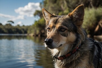 german shepherd dog on the beach