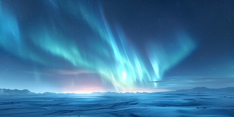 Mesmerizing Aurora borealis Dance Across the Snowy Arctic Landscape in a Vibrant Cosmic Display of Nature s Ethereal Beauty - obrazy, fototapety, plakaty