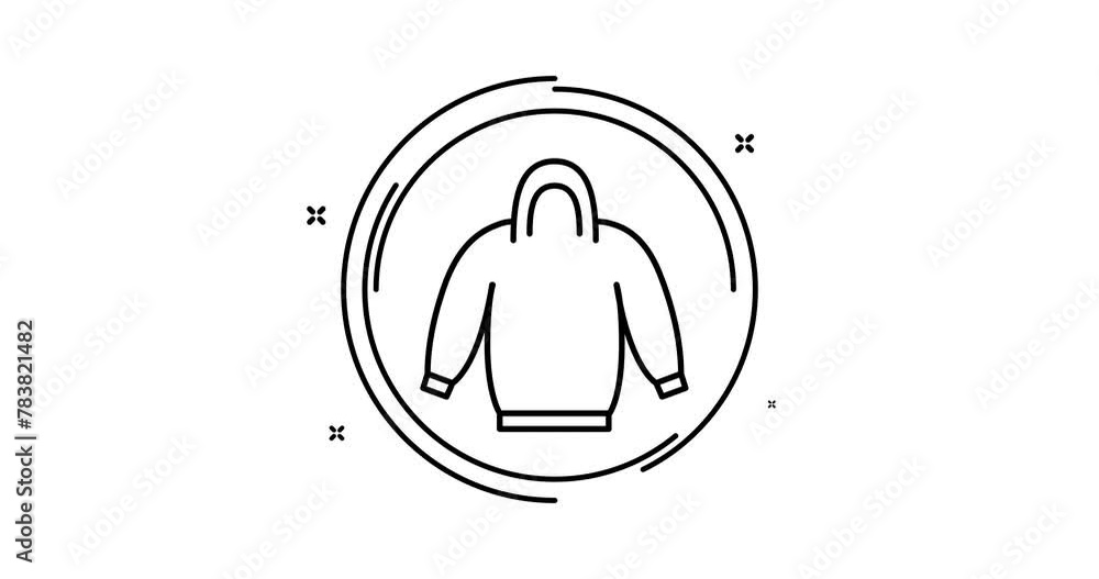 Aufkleber hoodie animated outline icon with alpha channel. hoodie rotation appearance 4k video animation for w