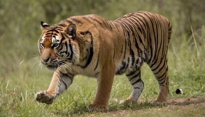 A Tiger Sneaking Up On Its Prey