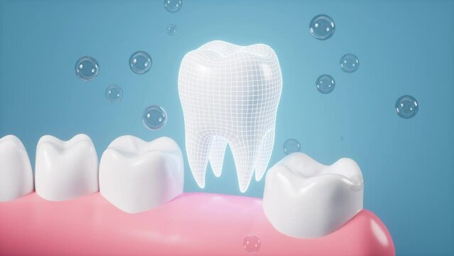 Human tooth model, tooth implantation, orthodontics, 3d rendering.
